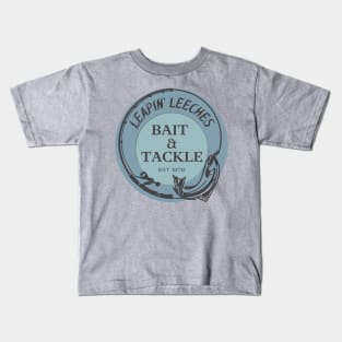 Leapin' Leeches Bait & Tackle Fishing Logo Kids T-Shirt